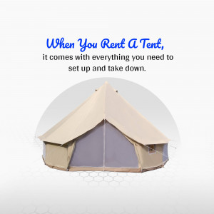 Image of a bell tent with text promoting tent rental services.