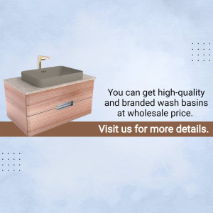 A modern wash basin with a wooden cabinet and gold faucet.