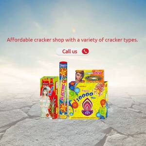 Assortment of colorful firecrackers on a textured background with a call to action.