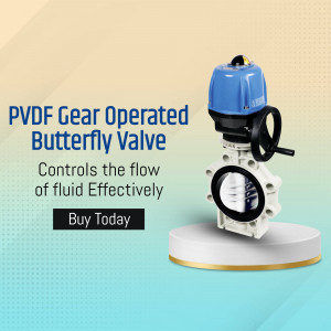 Image of a PVDF gear operated butterfly valve on a pedestal