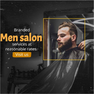 Man getting a haircut at a branded men's salon