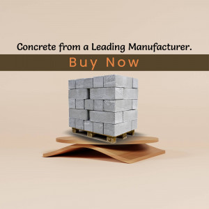 Stack of concrete blocks on a pallet, advertising concrete from a leading manufacturer.