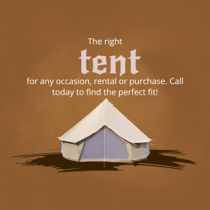 Image of a bell tent with text promoting rental and purchase options.