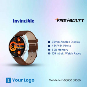 Fire-Bolt Invincible Smartwatch with brown strap and digital display