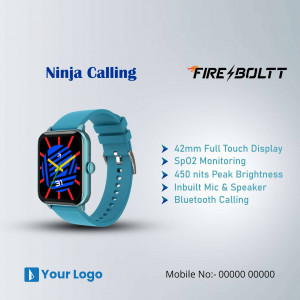 Fire-Bolt Ninja Calling Smartwatch with turquoise strap