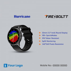 Fire-Bolt Hurricane Smartwatch with features listed