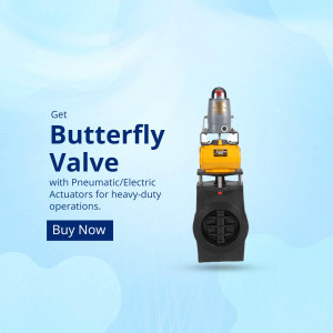 Yellow and black butterfly valve with pneumatic/electric actuators