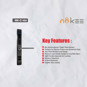 Nokee NK-C-103 Smart Door Lock with Fingerprint and Key Features