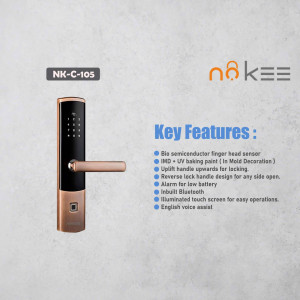 No Kee NK-C-105 digital door lock with key features listed