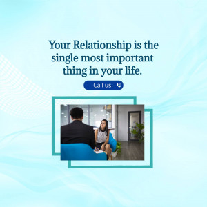 Image depicting a couple in a therapy session with text emphasizing the importance of relationships.