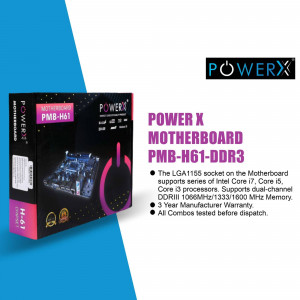 Power X Motherboard PMB-H61-DDR3 packaging and product image