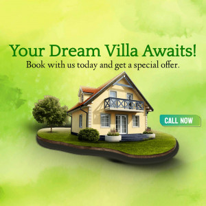 Image of a villa with text promoting a special offer.