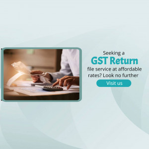 Image depicting a person working with financial documents and a calculator, promoting GST return filing services.