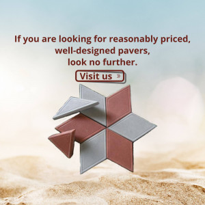 Image of pavers arranged in a star shape with a call to action to visit the website.