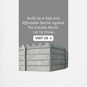 Image of a concrete barrier with text promoting safety and affordability.