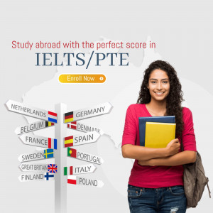 Study Abroad With IELTS/PTE Flyer For WhatsApp