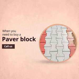 Close-up of interlocking paver blocks with text 'When you need to buy a Paver block' and a call to action button.