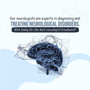 Image depicting a brain made of interconnected lines with text promoting neurological disorder treatment.