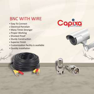 Capixa BNC connector with wire, security camera, and accessories