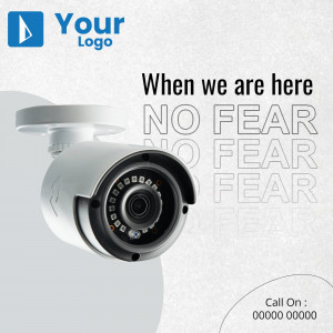 Security camera with the text 'No Fear' in the background.