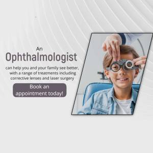 An ophthalmologist examining a young boy's eyes.