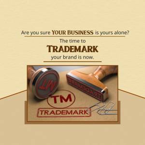 Image of a trademark stamp and paperwork, promoting trademarking services.