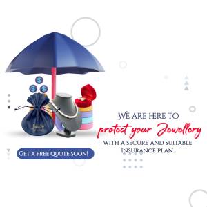 Image depicting jewellery under an umbrella with text promoting insurance.