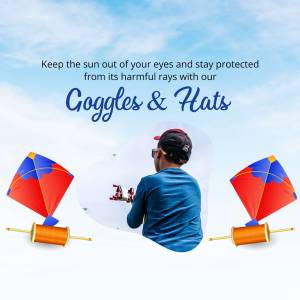 A boy flying kites wearing a cap and sunglasses, promoting sun protection.