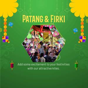 Colorful kite and firki image with festive decorations