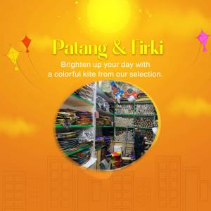 Colorful kites and firkis with a kite shop display