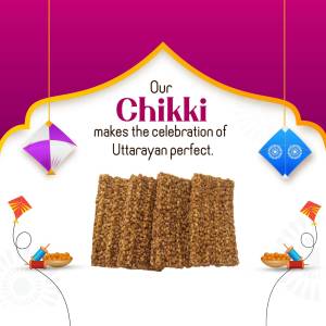 Image of Chikki with kites, celebrating Uttarayan festival