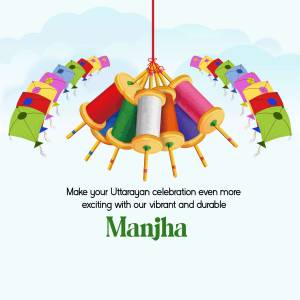 Colorful kites and spools of thread for Makar Sankranti