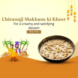 Image of Chiraunji Makhane ki Kheer, a creamy Indian dessert, with festive decorations.