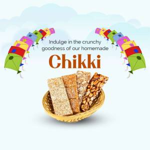 Colorful kites surrounding a bowl of Chikki, a traditional Indian sweet.