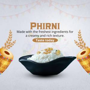 A bowl of Phirni, a creamy Indian rice pudding, with decorative elements.