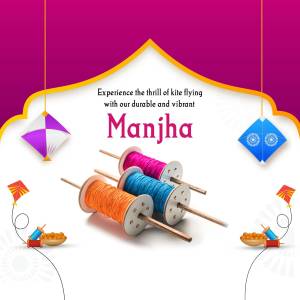 Colorful kites and spools of thread for Manjha kite flying