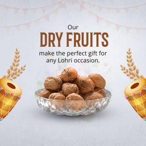 Image of dry fruits in a bowl with Lohri decorations