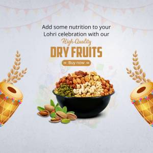 Assortment of high-quality dry fruits with Lohri decorations
