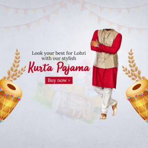 Man wearing red and white Kurta Pajama with a waistcoat for Lohri festival