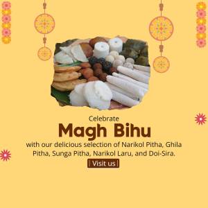 Assortment of traditional Magh Bihu sweets and snacks