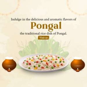 A promotional image for Pongal, a traditional South Indian rice dish.