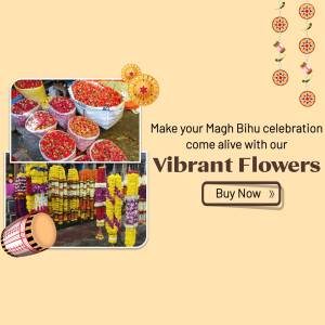 Assortment of red flowers and garlands for Magh Bihu celebration