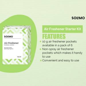 Image of Solmo Air Freshener Starter Kit packaging with features listed.