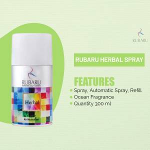 Rubaru Herbal Air Neutralizer Spray can with features listed