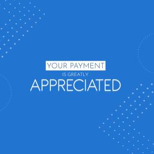 Thank you for your payment message on a blue background