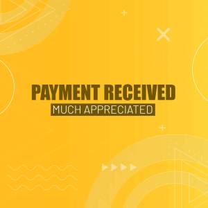 Graphic displaying 'Payment Received' with a yellow and orange gradient background.