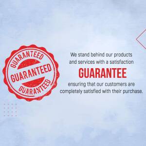 Red 'Guaranteed' seal with text about customer satisfaction.