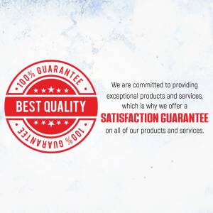 Red badge with text '100% Guarantee' and 'Best Quality' with a guarantee message.