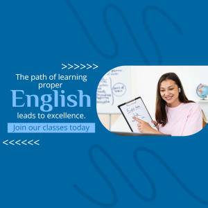 A woman teaching English in a classroom setting.