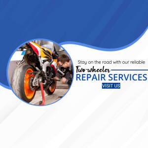 Motorcycle repair service with a mechanic working on a bike